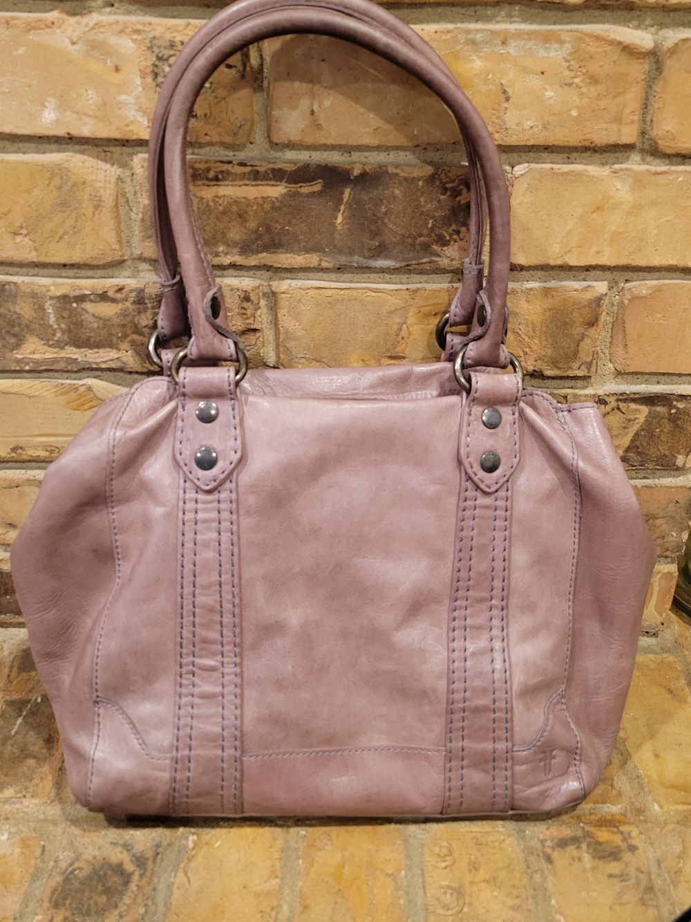 Frye Mauve Leather Double-Handle Tote